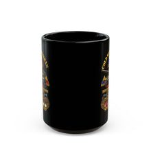 Load image into Gallery viewer, Black Mug (15oz) - Army - Cold War Vet - 3rd Armored Division - Gelnhausen, Germany - M60A3 Tank - Spearhead w Fire - 3D - Enhanced