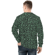 Load image into Gallery viewer, Mens All Over Print Crew Neck Sweatshirt - Leopard Camouflage - Green-Black
