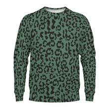 Load image into Gallery viewer, Mens All Over Print Crew Neck Sweatshirt - Leopard Camouflage - Green-Black