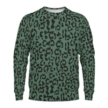 Load image into Gallery viewer, Mens All Over Print Crew Neck Sweatshirt - Leopard Camouflage - Green-Black
