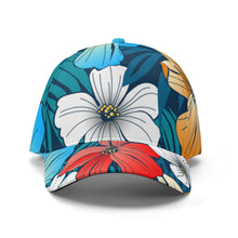 Load image into Gallery viewer, All-over Print Baseball Cap - Bright Blue Beach Tropical Flowers