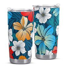 Load image into Gallery viewer, All Over Printing Car Cup - Bright Blue Beach Tropical Flowers