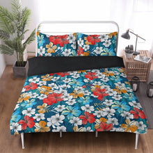 Load image into Gallery viewer, 3 Pcs Beddings - Bright Blue Beach Tropical Flowers