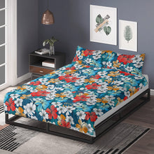 Load image into Gallery viewer, 3 Pcs Beddings - Bright Blue Beach Tropical Flowers