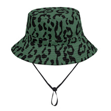 Load image into Gallery viewer, All Over Print Bucket Hats with Adjustable String - Leopard Camouflage - Green-Black