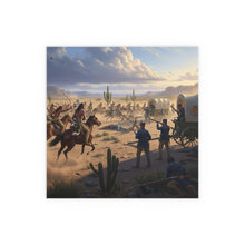 Load image into Gallery viewer, Indoor and Outdoor Silk Posters - Apache Indians attacking a US Army defending a wagon train
