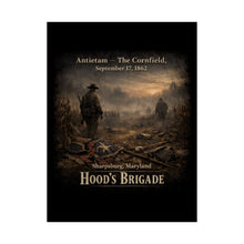 Load image into Gallery viewer, Matte Poster - 1st Texas Infantry in the cornfield - The Cornfield at Antietam, 1862 - Back