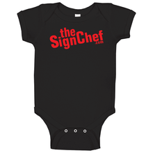 Load image into Gallery viewer, The Sign Chef Dot Com - Red Txt Baby One Piece
