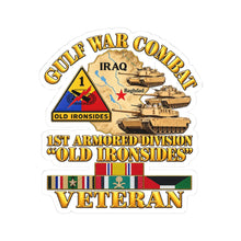 Load image into Gallery viewer, Kiss-Cut Stickers - Army - Gulf War Combat - 1st Armored Divi - Old Ironsides - Veteran - Map w GULF SVC - 3D - Enhanced