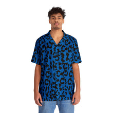 Load image into Gallery viewer, Men's Hawaiian Shirt (AOP) - Leopard Camouflage - Blue-Black