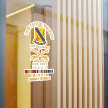 Load image into Gallery viewer, Kiss-Cut Vinyl Decals - Army - 14th Cavalry Regiment w Cav Br - 2nd Squadron - OND - 2010–2011 - Red Txt Cbt Vet w IRAQ SVC X 300