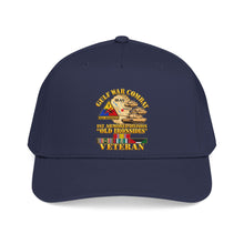 Load image into Gallery viewer, Mid Profile Baseball Cap - Army - Gulf War Combat - 1st Armored Divi - Old Ironsides - Veteran - Map w GULF SVC - 3D - Enhanced