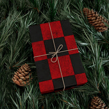 Load image into Gallery viewer, Gift Wrap Paper — Grungy red and black checkerboard pattern