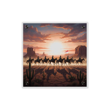 Load image into Gallery viewer, Acrylic Wall Art Panel - 10th Cavalry on Patrol in the sunset w 10th Cav Guidon
