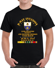 Load image into Gallery viewer, Army - 22nd Infantry Regt - 4th Id - D Day W Svc T Shirt