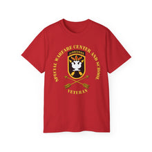 Load image into Gallery viewer, Unisex Ultra Cotton Tee - JFK Special Warfare Center - School SSI w Branch - Veteran wo Backgrnd