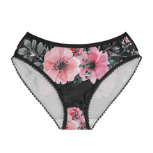 Load image into Gallery viewer, Women's Briefs - Pink Flowers on Black