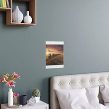 Load image into Gallery viewer, Indoor and Outdoor Silk Posters - E Company 25th Infantry Buffalo Soldiers Bicycle Corps with Guidon on the Prairie at Sunset