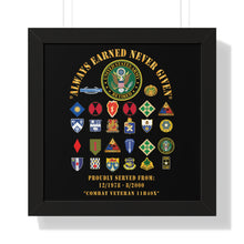 Load image into Gallery viewer, Honorable Veteran Framed Poster, Military Wall Art, Retirement Gift, Veteran's Day Decor, Personalized Military Tribute - Combat Veteran - 11B40X - Retired Army with Multi Units