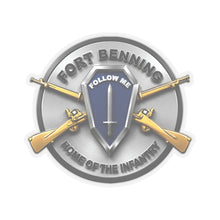 Load image into Gallery viewer, Kiss-Cut Stickers - 3D Enhanced - Fort Benning - Follow Me - Home of the infantry Emblem
