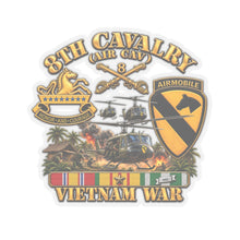 Load image into Gallery viewer, Kiss-Cut Stickers - Army - 8th Cavalry (Air Cav) - 1st Cav Division w VN SVC - 3D - Enhanced