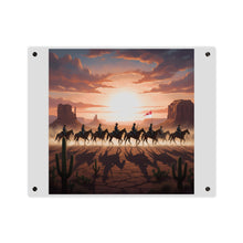 Load image into Gallery viewer, Acrylic Wall Art Panel - 10th Cavalry on Patrol in the sunset w 10th Cav Guidon