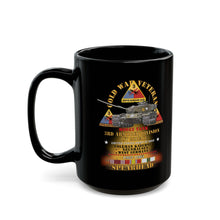Load image into Gallery viewer, Black Mug (15oz) - Army - Cold War Vet - 3rd Armored Division - Gelnhausen, Germany - M60A3 Tank - Spearhead w Fire - 1982-1984 w DUI - COLD X 300