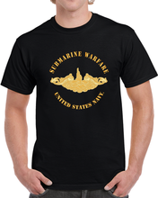 Load image into Gallery viewer, Navy - Submarine Badge - Gold T Shirt
