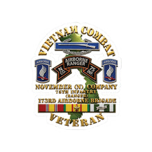 Load image into Gallery viewer, Kiss-Cut Stickers - Army - Vietnam Combat Vet - N Co 75th Infantry (Ranger) - 173rd Airborne Bde SSI - 3D - Enhanced
