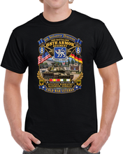 Load image into Gallery viewer, 8th Infantry Division Scroll - 3rd Bn 68th Armor Regiment - Sullivan Barracks, Mannheim, Germany - Cold War Vet w COLD SVC - 3D - Enhanced T Shirt