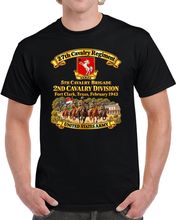 Load image into Gallery viewer, 27th Cavalry Regiment - DUI - 5th Brigade, 2nd Cavalry Div - United States Army - w Scene - Ft Clark Texas, Feb 1943 - 3D - Enhanced T Shirt