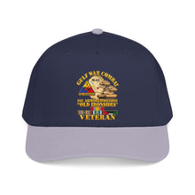 Load image into Gallery viewer, Mid Profile Baseball Cap - Army - Gulf War Combat - 1st Armored Divi - Old Ironsides - Veteran - Map w GULF SVC - 3D - Enhanced