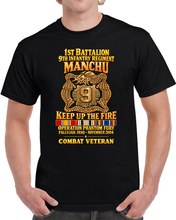 Load image into Gallery viewer, Army - 1st Bn, 9th Infantry Regiment - Manchu - DUI - Operation Phantom Fury - Fallujah, Iraq - Nov 2004 - Combat Vet - IRAQ SVC - 3D - Transparent T Shirt