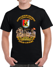 Load image into Gallery viewer, Army - 124th Cavalry Regiment - Flash - DUI - I Strike Quickly -Iraq, Horn Africa, Sinai - Texas Cavalry - 3D - Transparent T Shirt