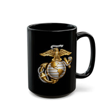 Load image into Gallery viewer, Black Mug (15oz) - Emblem - USMC - Eagle Globe Anchor - 3d enhanced