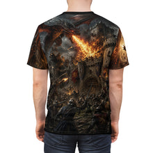 Load image into Gallery viewer, Dragon Fire All-Over Print Tee — Medieval Dragon Graphic Shirt