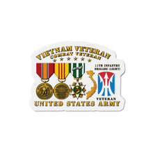 Load image into Gallery viewer, Die-Cut Magnet - Army - Vietnam Vet - w Medals - VN - 11th Infantry Brigade (Light) - 3D Enhanced X 300