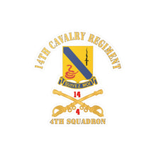 Load image into Gallery viewer, Kiss-Cut Vinyl Decals - Army - 14th Cavalry Regiment w Cav Br - 4th Squadron - Red Txt X 300
