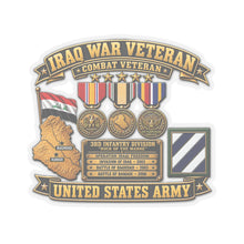 Load image into Gallery viewer, Kiss-Cut Stickers - Army - Iraq War Veteran - Ribbon Bar - Map - SSI - 3rd Infantry Division - 3D - Enhanced