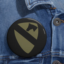 Load image into Gallery viewer, Custom Pin Buttons - SSI - 1st Cavalry Division - Subdued X 300