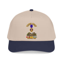 Load image into Gallery viewer, Mid Profile Baseball Cap - Vietnam War Purple Heart Medal w VN SVC - with Vietnam Scene - 3D - Transparent
