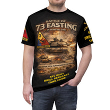 Load image into Gallery viewer, Battle of 73 Easting Veterans Tribute All-Over Print Tee — 3rd Armored Division (Spearhead) - SFC RUDY