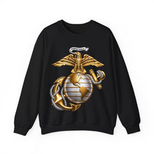 Load image into Gallery viewer, Crewneck Sweatshirt — Gold Eagle Globe & Anchor Graphic (Semper Fidelis)