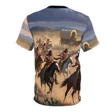 Load image into Gallery viewer, Unisex Tee - Indians Attacking a Wagon Train AOP Shirt