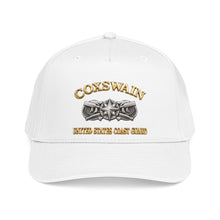 Load image into Gallery viewer, Mid Profile Baseball Cap - USCG - Coxswain w txt - Gold - 3D - Enhanced