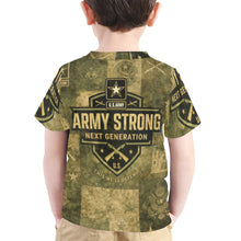 Load image into Gallery viewer, Little Kids' All Over Print Crew Neck T-Shirt - Young Patriot - Army