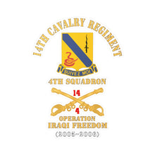 Load image into Gallery viewer, Kiss-Cut Vinyl Decals - Army - 14th Cavalry Regiment w Cav Br - 4th Squadron - Operation Iraqi Freedom - 2005 - 2006 - Red Txt X 300