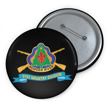 Load image into Gallery viewer, Custom Pin Buttons - 91st Infantry Division - w Br - DUI - Ribbon X 300
