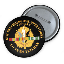Load image into Gallery viewer, Custom Pin Buttons - 6th Psychological Operations w SVC Ribbons X 300
