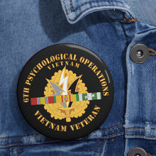 Load image into Gallery viewer, Custom Pin Buttons - 6th Psychological Operations w SVC Ribbons X 300